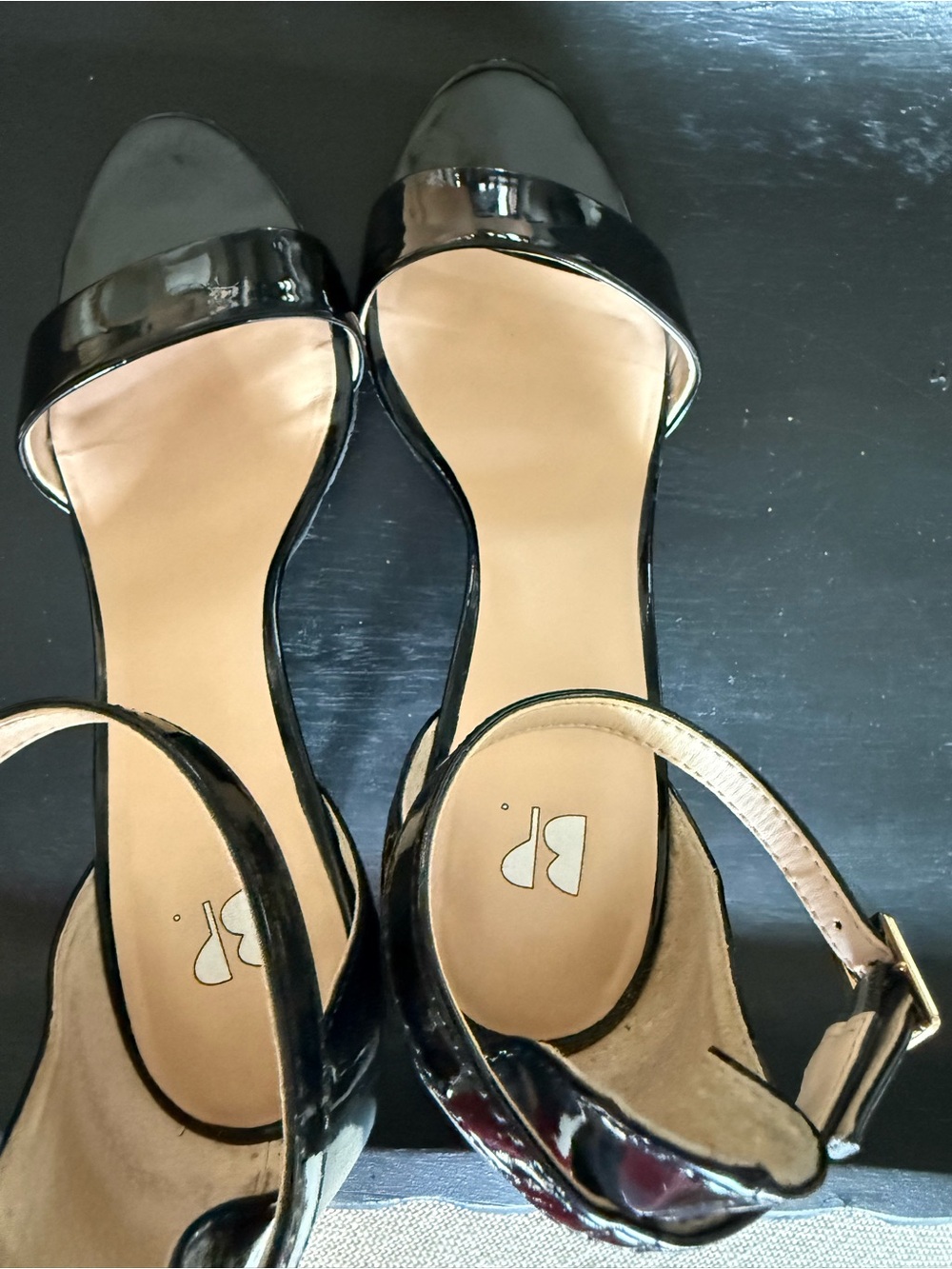 Black Patent Open-Toe Ankle-Strap Heels - Picture 5 of 9